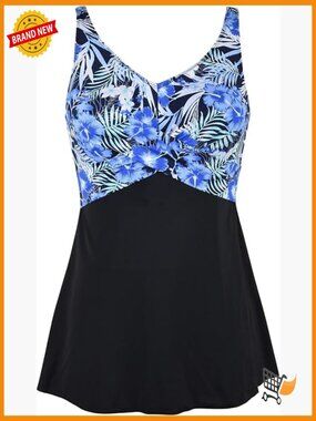 Plus Size One Piece Swim Dress V Neck Tummy Control Bathing Suit